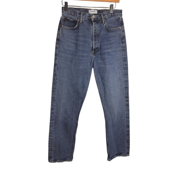 Agolde 90s Pinch Waist Jeans Size 27 100% Cotton Button Fly Distressed Hem - Picture 4 of 14